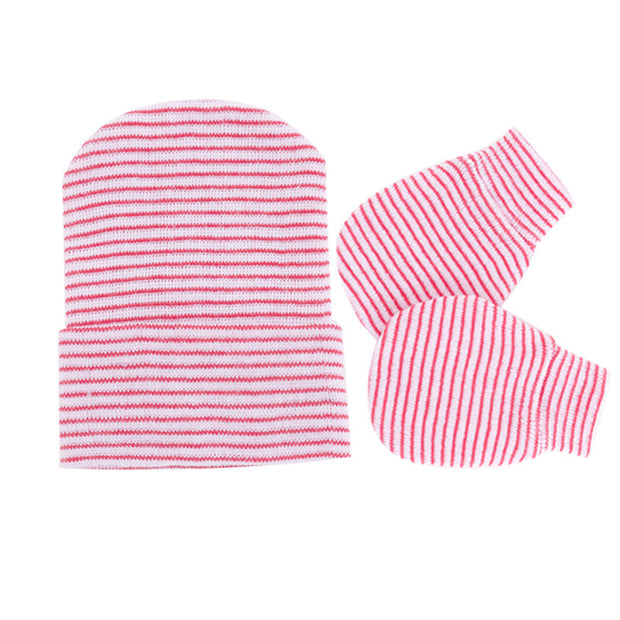 Knitted Yarn Newborn Hat Anti-scratch Gloves 2-piece Set