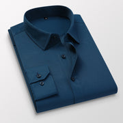 Four Seasons White Shirt Men's Business Groom Best Man Pure Color Long-Sleeved Slim-Fit Inch Shirt Shirt Plus Size 250 Kg Men's