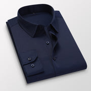 Four Seasons White Shirt Men's Business Groom Best Man Pure Color Long-Sleeved Slim-Fit Inch Shirt Shirt Plus Size 250 Kg Men's