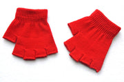 Children's Solid Color Needle Warm Half-finger Gloves