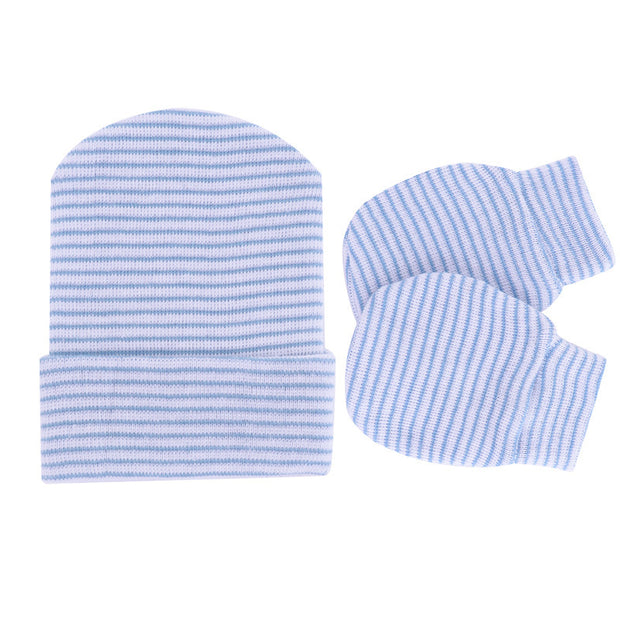 Knitted Yarn Newborn Hat Anti-scratch Gloves 2-piece Set