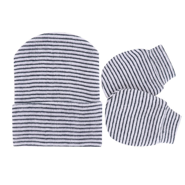 Knitted Yarn Newborn Hat Anti-scratch Gloves 2-piece Set