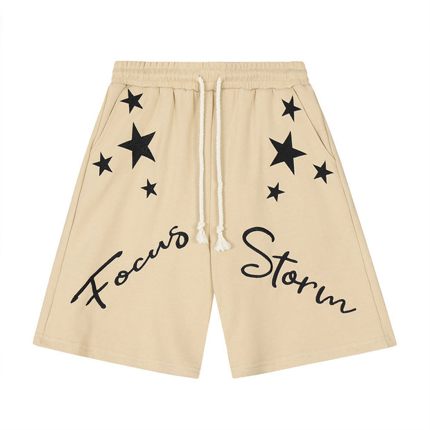 High Street Design Five-pointed Star Embroidered Shorts Men