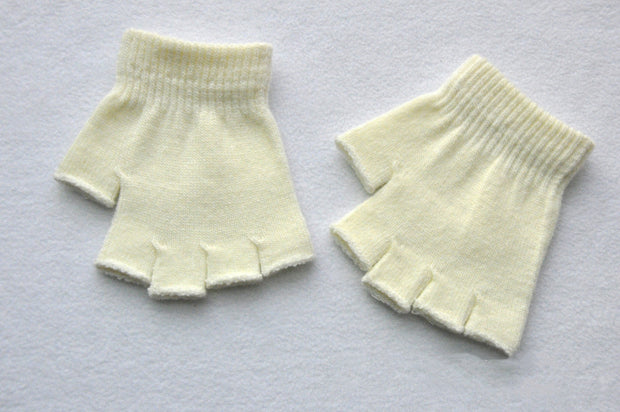 Children's Solid Color Needle Warm Half-finger Gloves