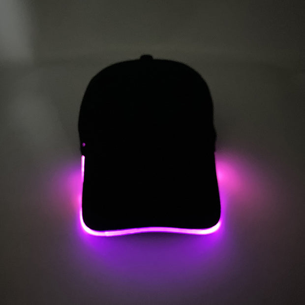 Amazon Sources LED Optical Fiber Luminous Peaked Cap Luminous Flashing Hat Outdoor Sunshade Fashion Baseball Cap Wholesale