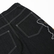 Design Sense Niche Butterfly Paste Cloth Embroidery Denim Straight-leg Pants