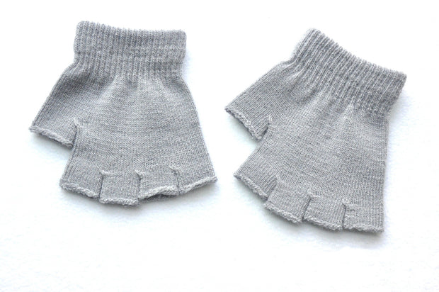 Children's Solid Color Needle Warm Half-finger Gloves