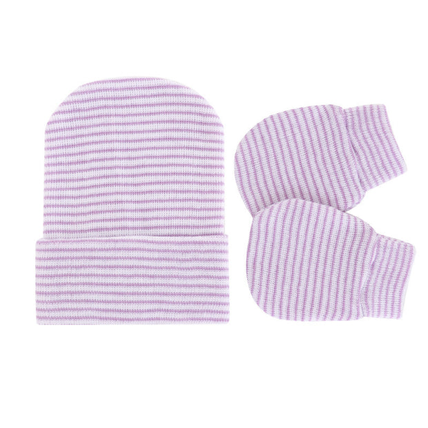 Knitted Yarn Newborn Hat Anti-scratch Gloves 2-piece Set