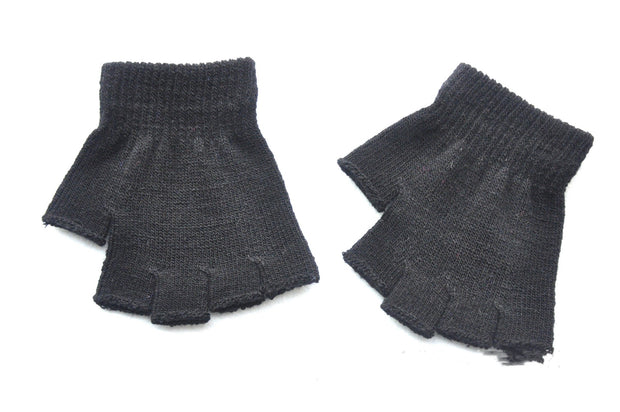 Children's Solid Color Needle Warm Half-finger Gloves