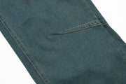 Contrast Color Inkjet Hole Denim Straight-leg Pants Men