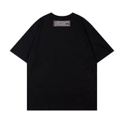 Letter Affixed Cloth Embroidered Printed Short Sleeve Men