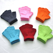 Children's Solid Color Needle Warm Half-finger Gloves