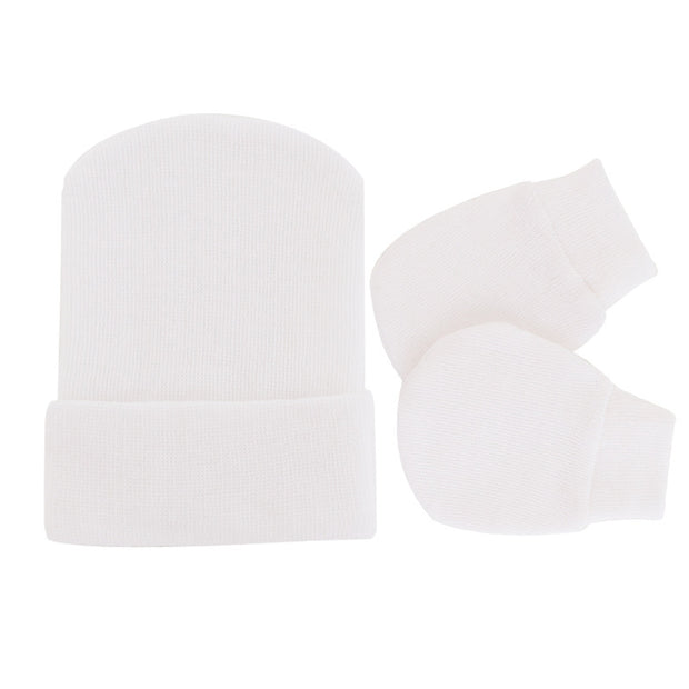 Knitted Yarn Newborn Hat Anti-scratch Gloves 2-piece Set