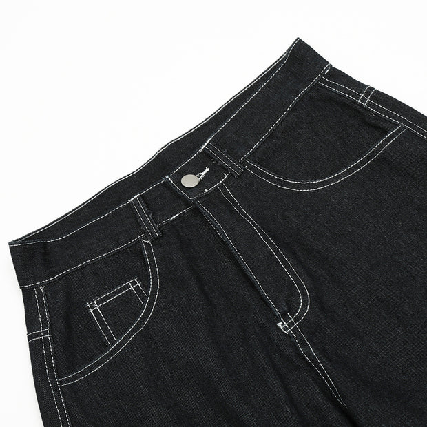 Design Sense Niche Butterfly Paste Cloth Embroidery Denim Straight-leg Pants