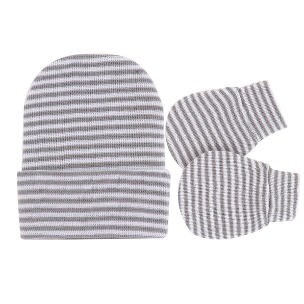 Knitted Yarn Newborn Hat Anti-scratch Gloves 2-piece Set
