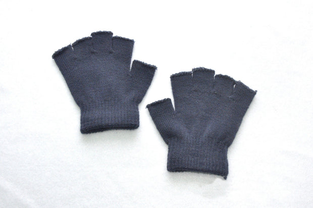 Children's Solid Color Needle Warm Half-finger Gloves