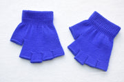 Children's Solid Color Needle Warm Half-finger Gloves